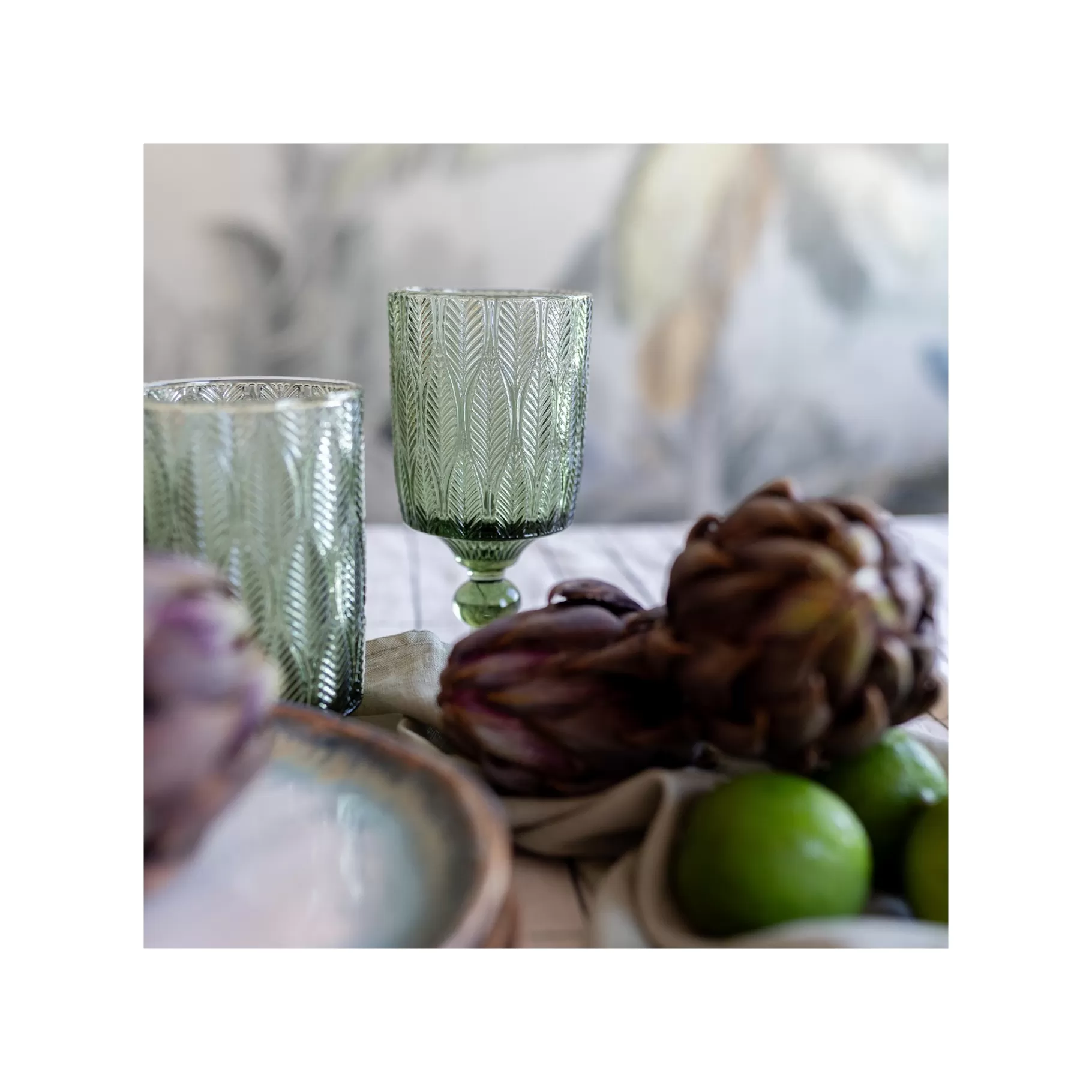 Outlet Verres à Vin Fogli Verts Set De 6   Vaisselle