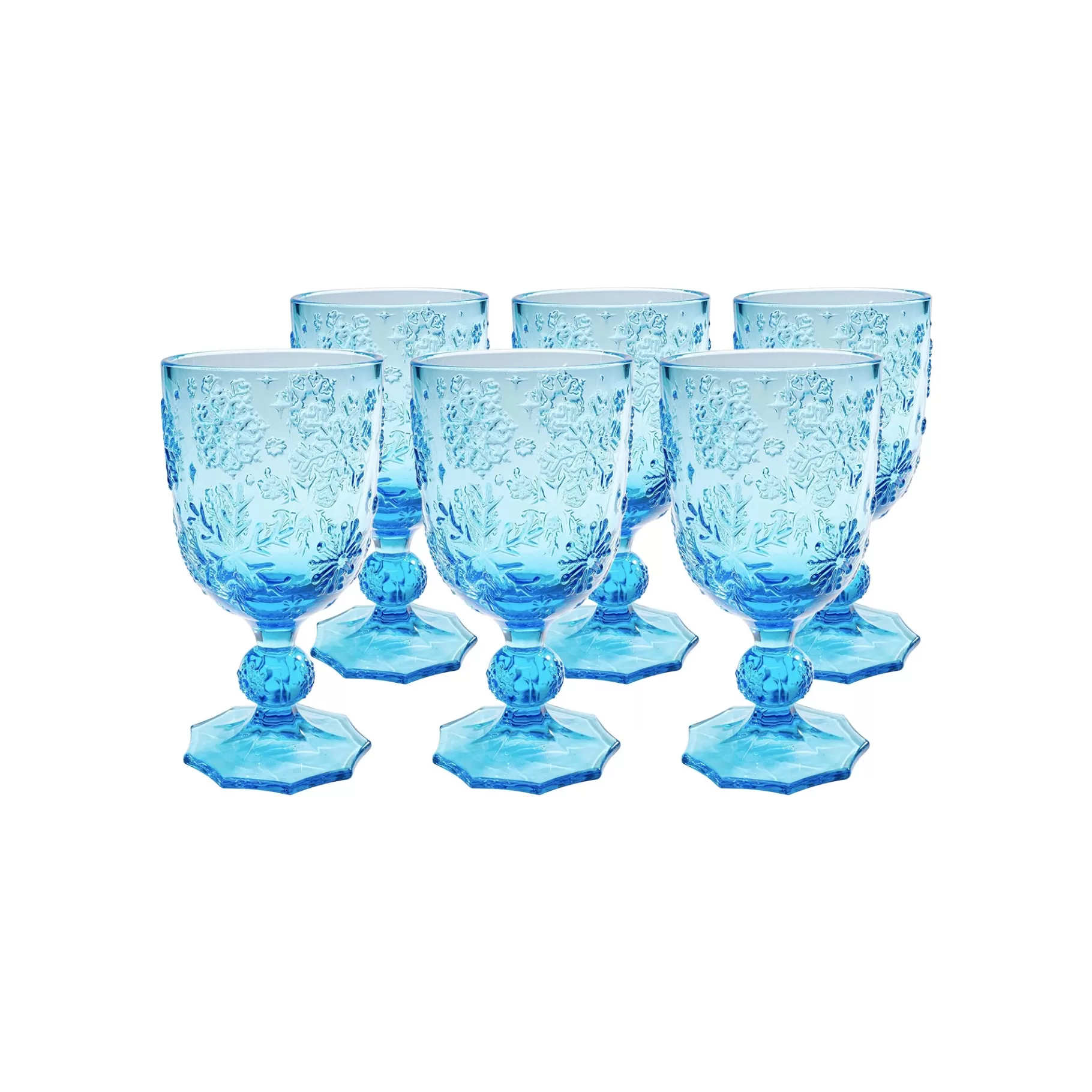 Flash Sale Verres à Vin Ice Flowers Bleus Set De 6   Vaisselle