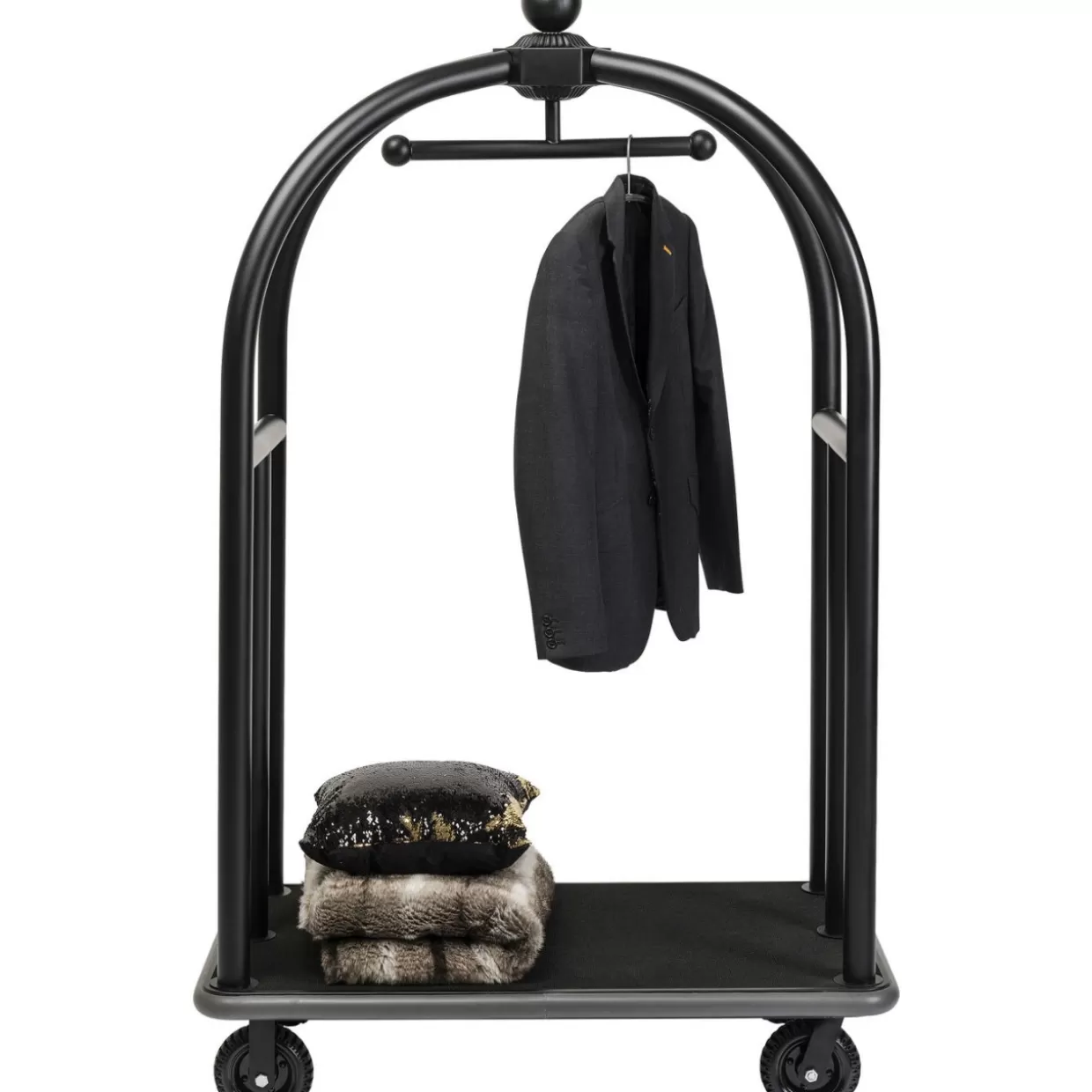 KARE Design - Arredi Compatti e Accessori con Carrello Bagagli VIP Vegas in Nero Opaco per Ambienti Moderni