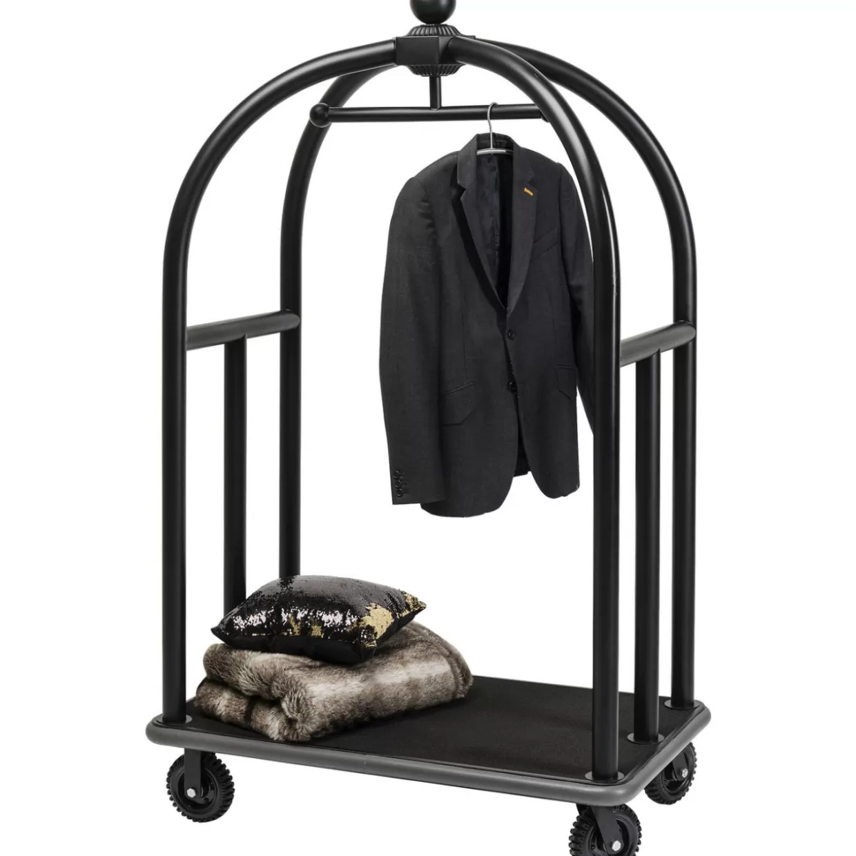 KARE Design - Arredi Compatti e Accessori con Carrello Bagagli VIP Vegas in Nero Opaco per Ambienti Moderni