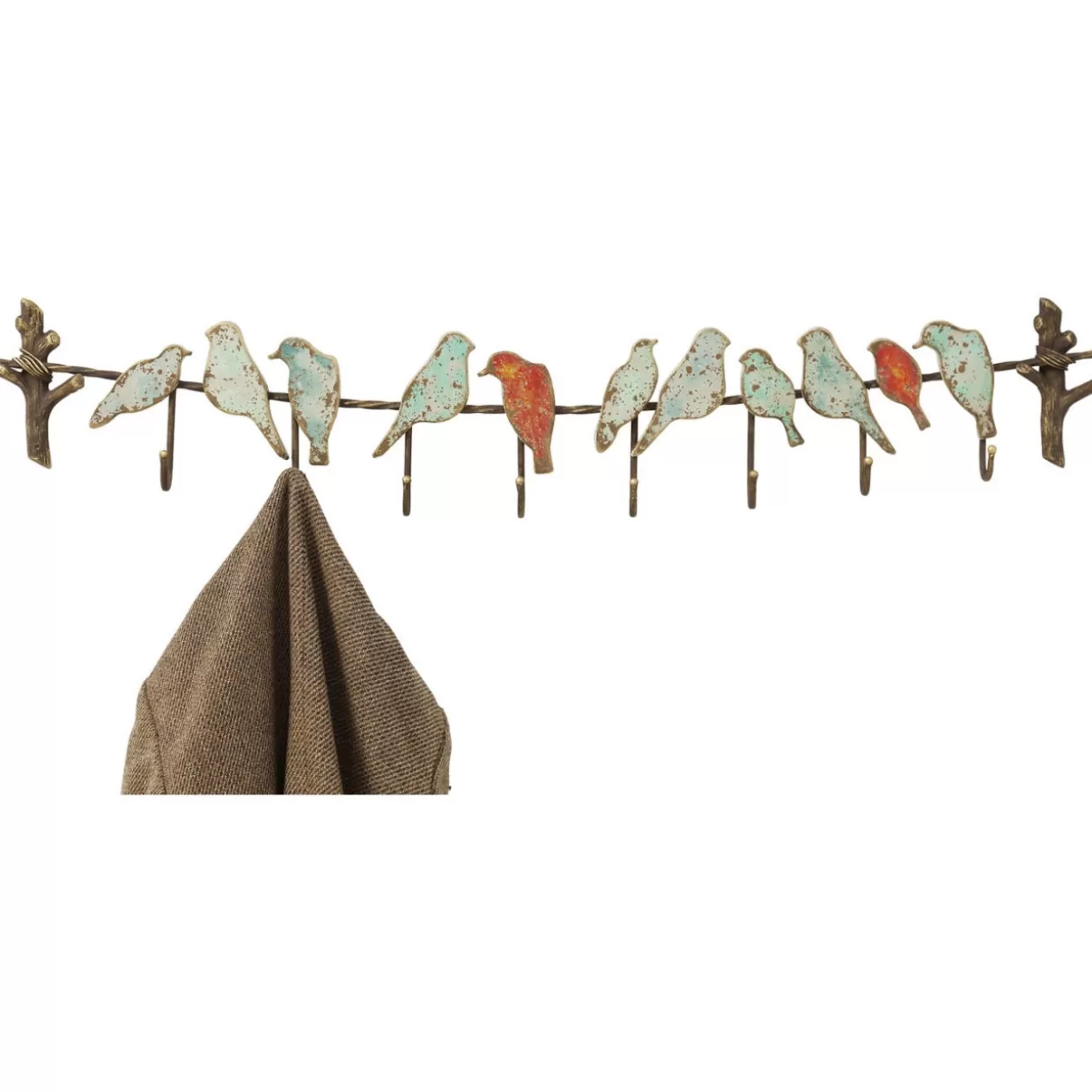 KARE Design Attaccapanni Decorativo con Mini Arredi | Set Parete Stile Giungla Urbana con Uccelli Scenografici