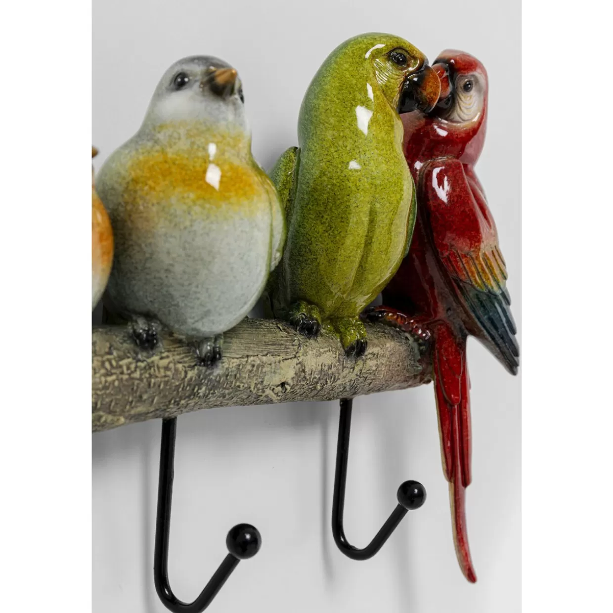 KARE Design Attaccapanni Artistico con Pappagalli Tropicali - Complemento d'Arredo per Parete Creativo e Funzionale