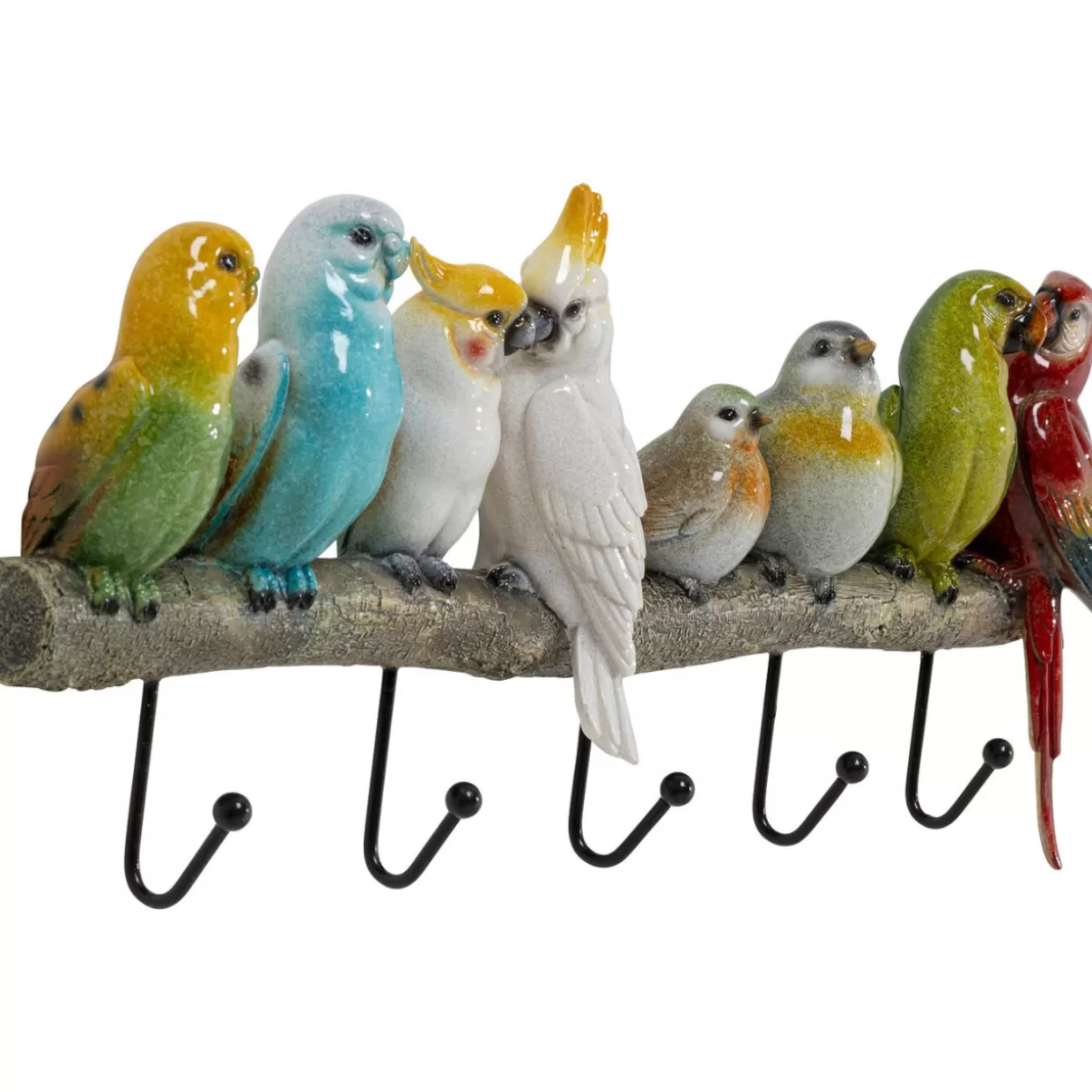 KARE Design Attaccapanni Artistico con Pappagalli Tropicali - Complemento d'Arredo per Parete Creativo e Funzionale