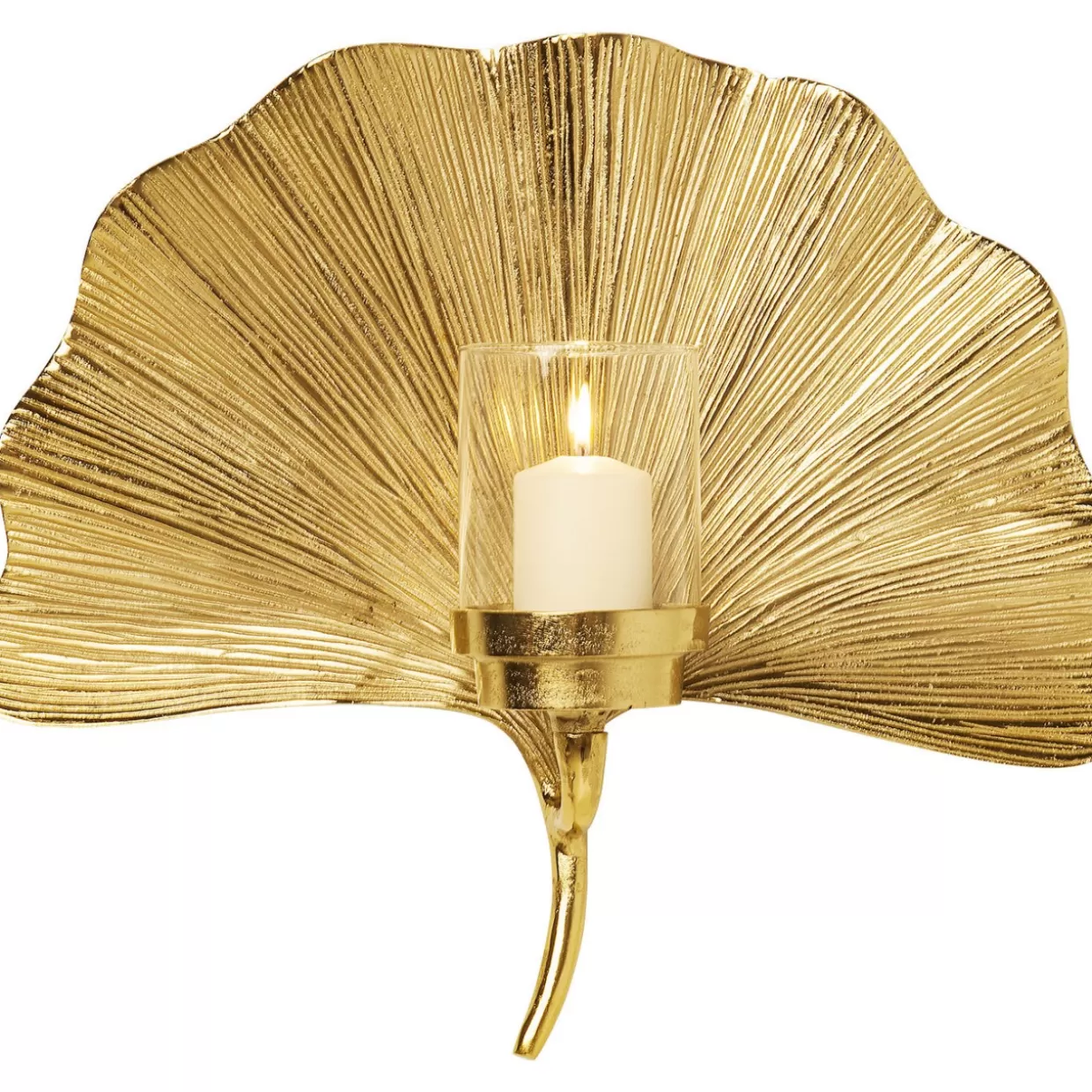 Portacandele da Parete Elegante con Foglia di Ginkgo - Design Moderno KARE, 45 cm