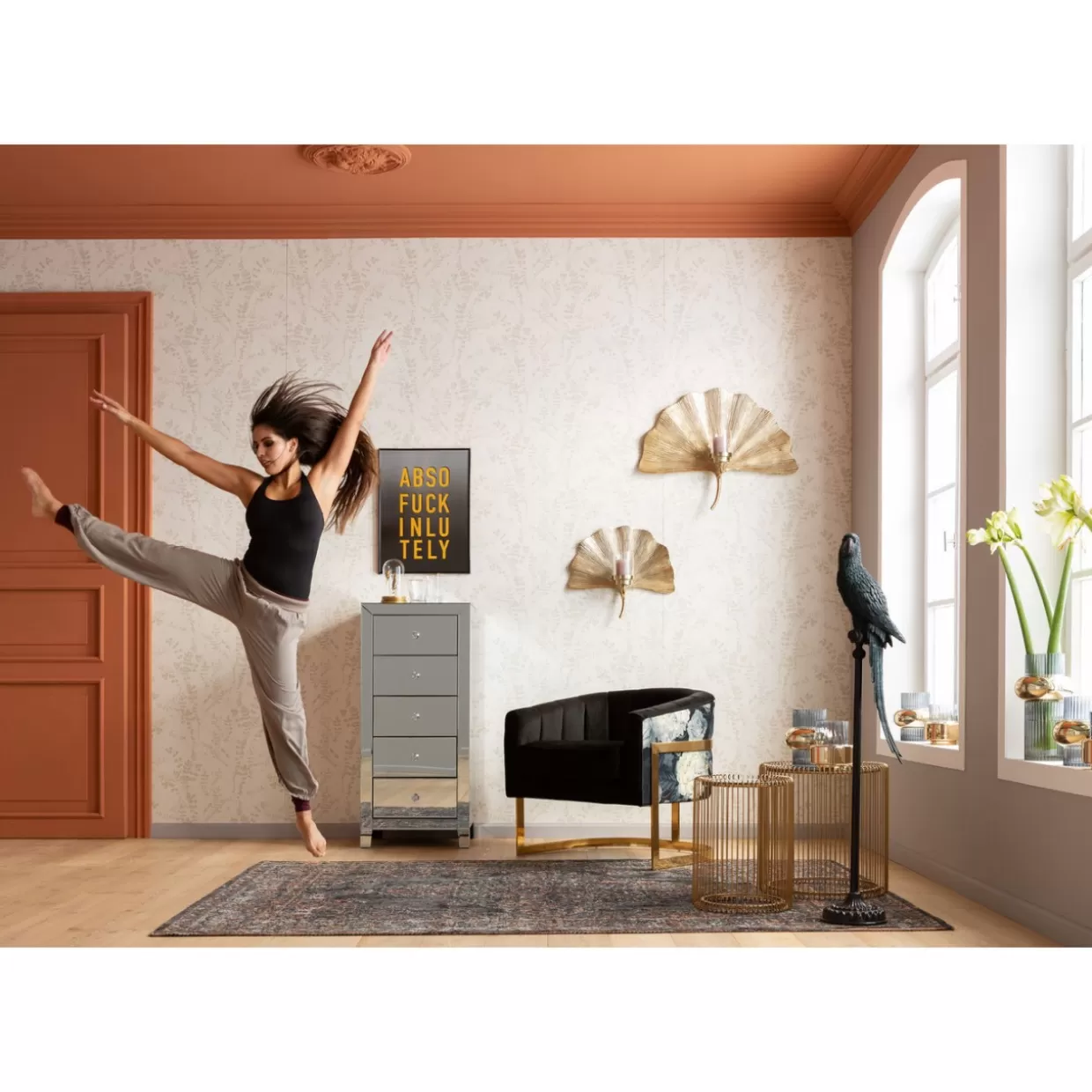 Portacandele da Parete Elegante con Foglia di Ginkgo - Design Moderno KARE, 45 cm