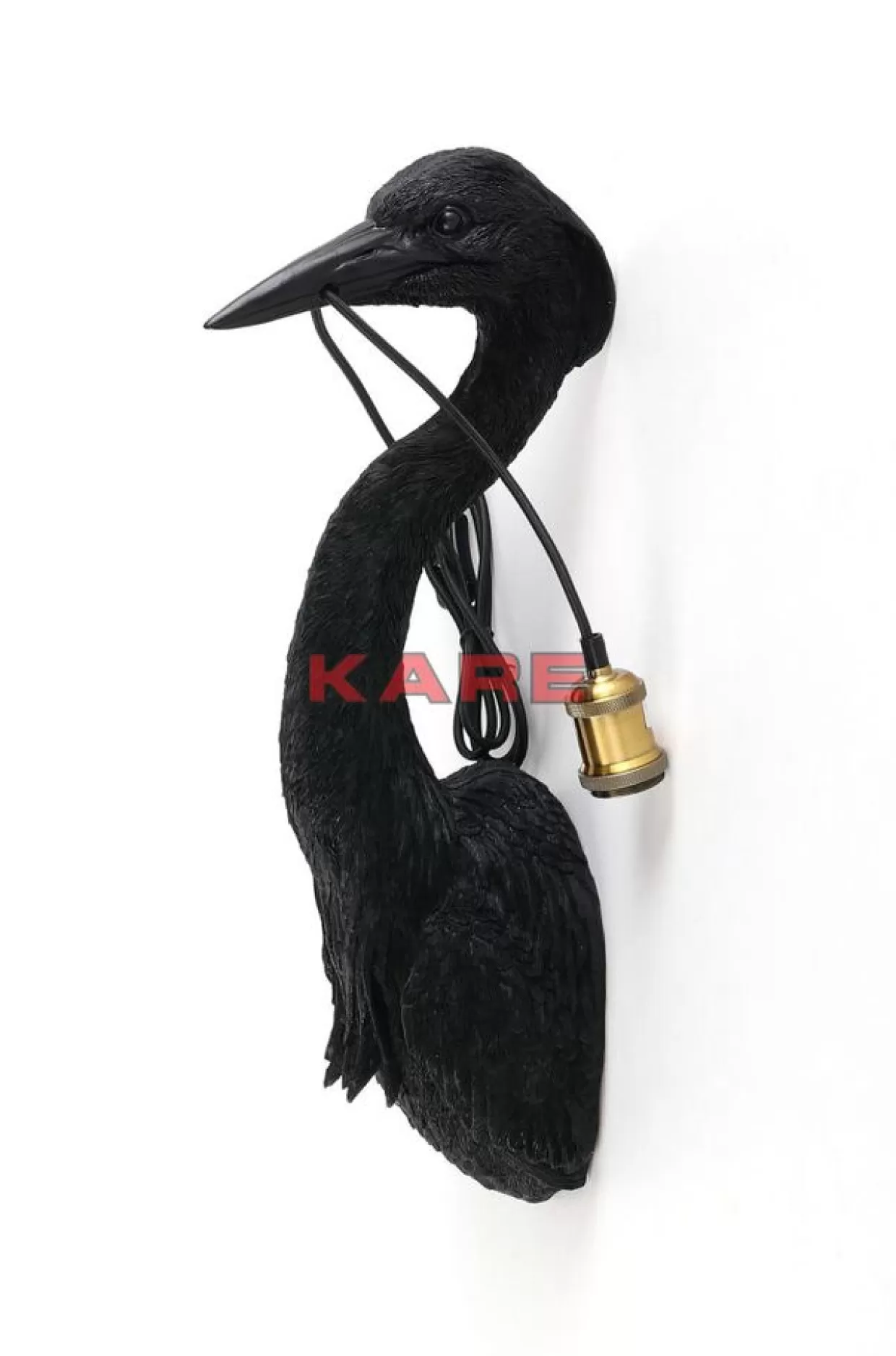 Lampada da Parete KARE Design Airone Elegante - Illuminazione Murale Moderna in Nero, 62 cm di Altezza