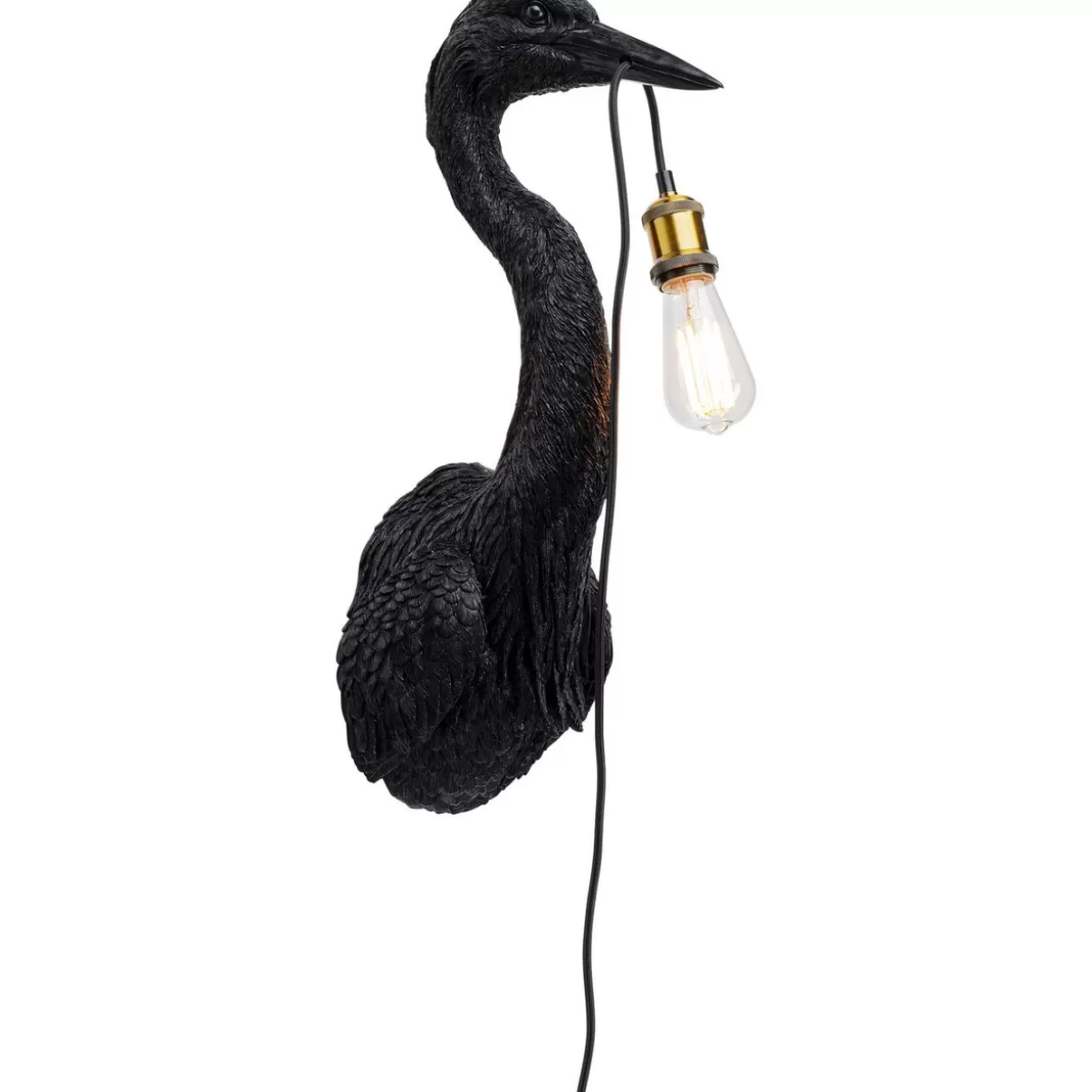 Lampada da Parete KARE Design Airone Elegante - Illuminazione Murale Moderna in Nero, 62 cm di Altezza
