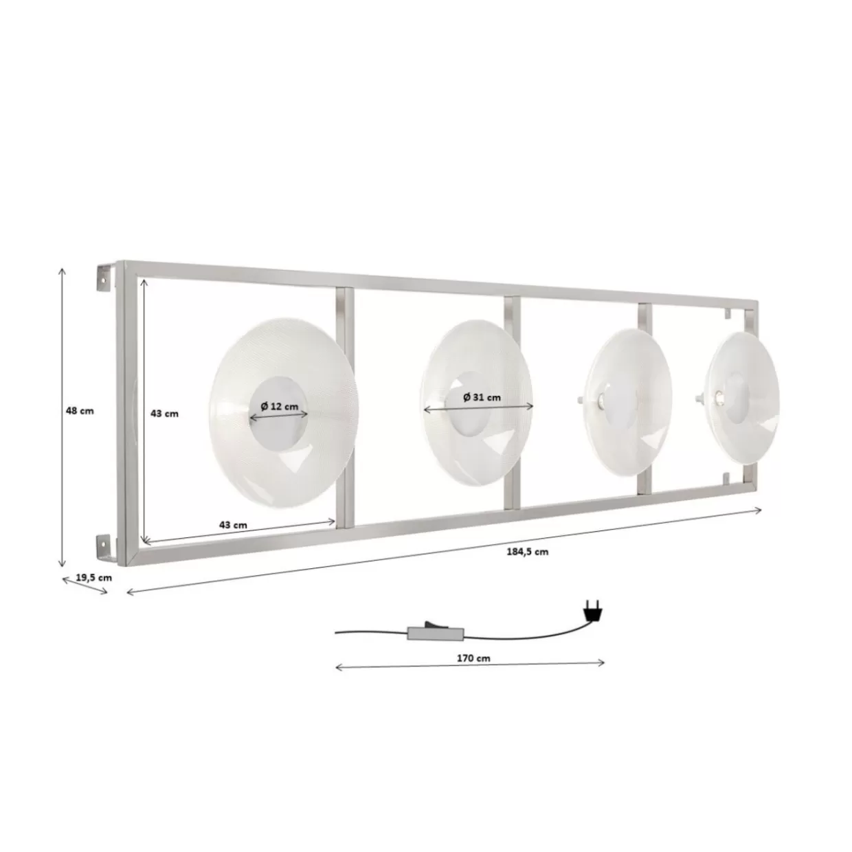 KARE Design Lampada da Parete Moderna – UFO 4E con Illuminazione a 4 Luci Integrate