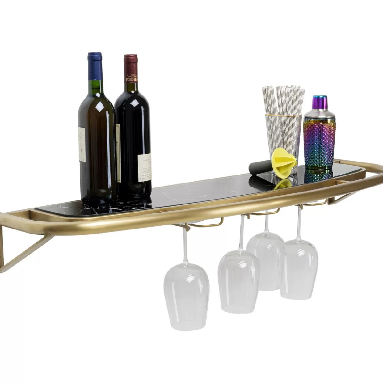 KARE Design Mensola Elegante Treviso Dorata - Scaffale a Parete 120 cm Larghezza, Design Moderno con Finitura Oro Lucido, Ideale per Soggiorno o Ingresso