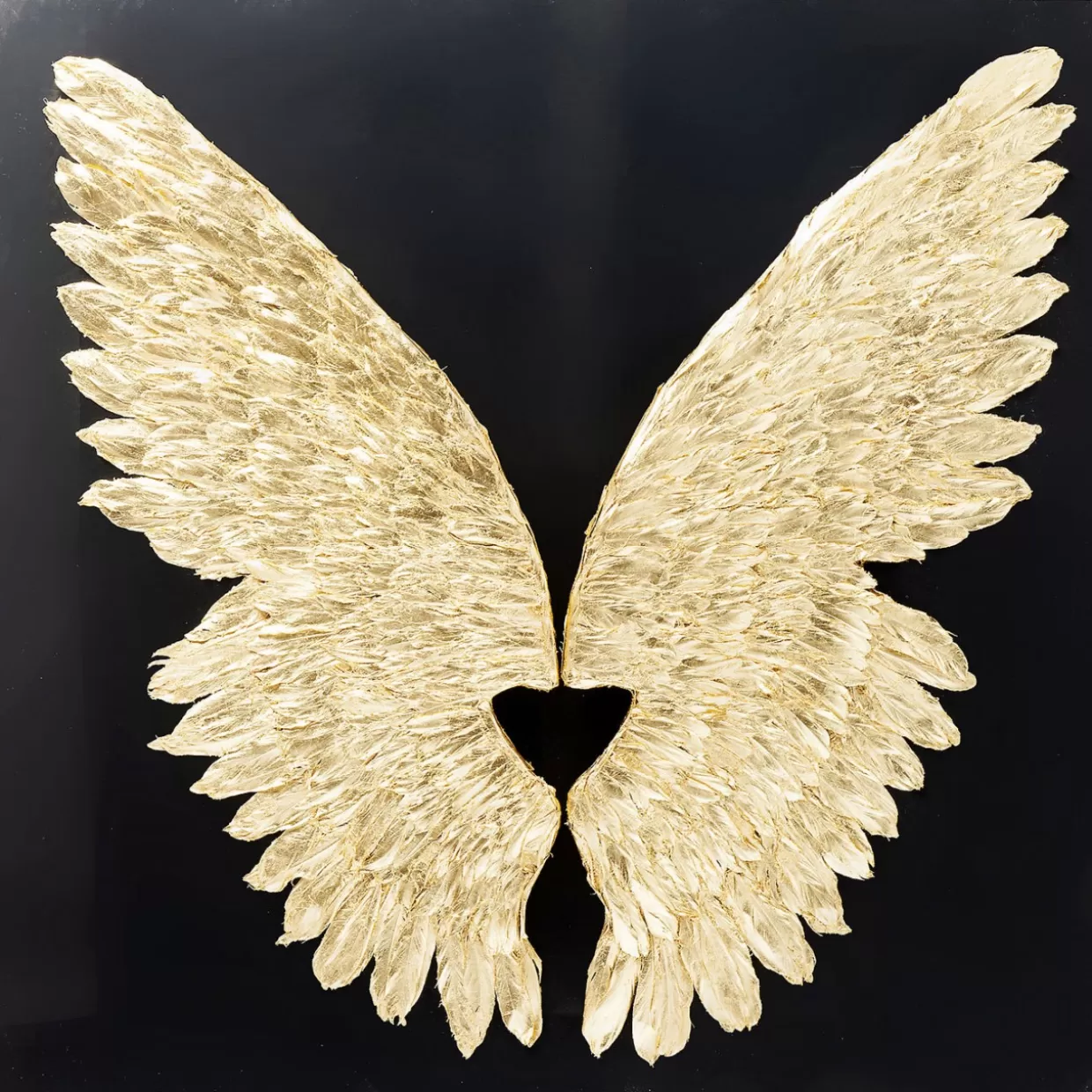 Quadro Decorativo Moderno 'Wings' - Stampa Metallizzata Oro e Nero 120x120 cm - Arredamento Murale di Design Esclusivo by KARE