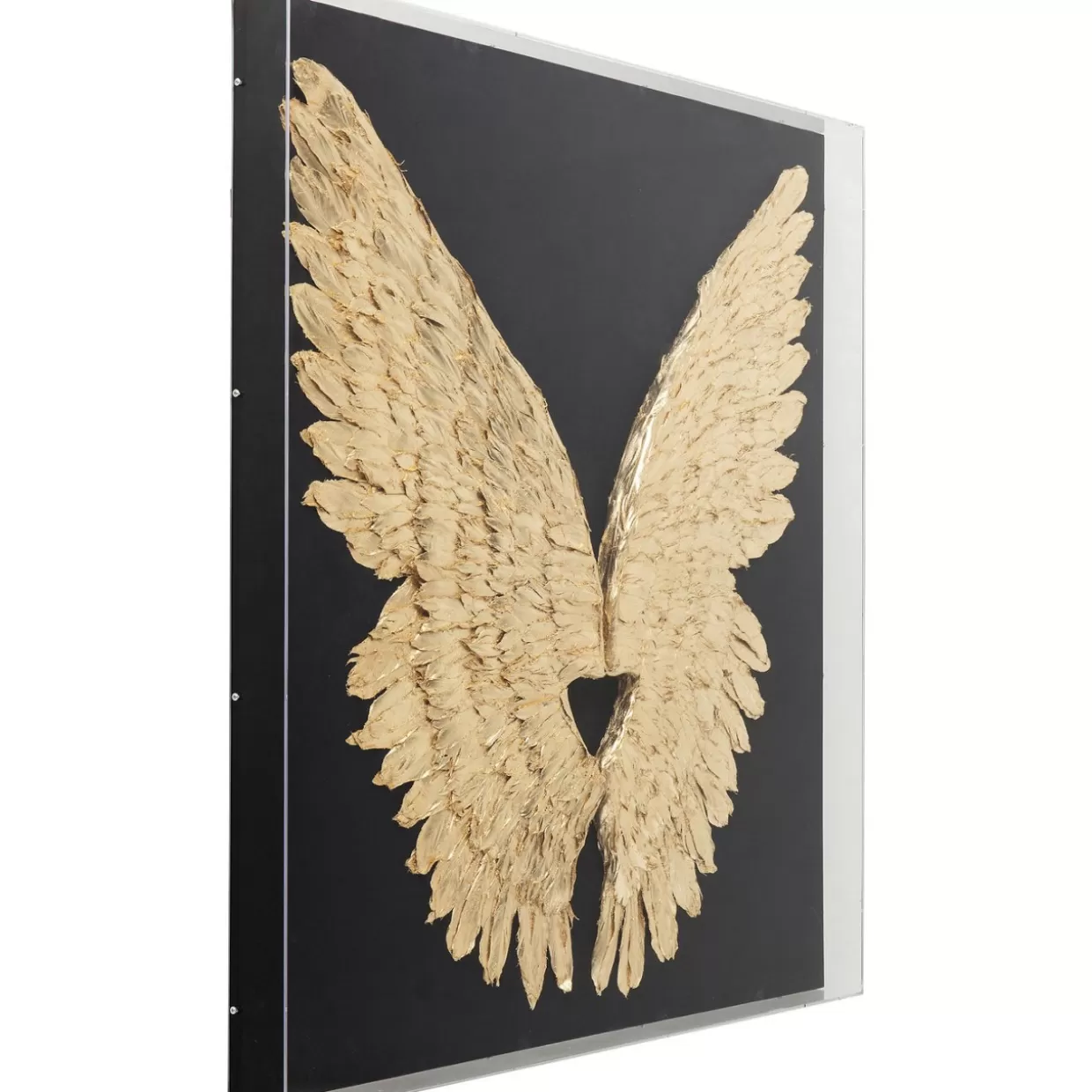 Quadro Decorativo Moderno 'Wings' - Stampa Metallizzata Oro e Nero 120x120 cm - Arredamento Murale di Design Esclusivo by KARE