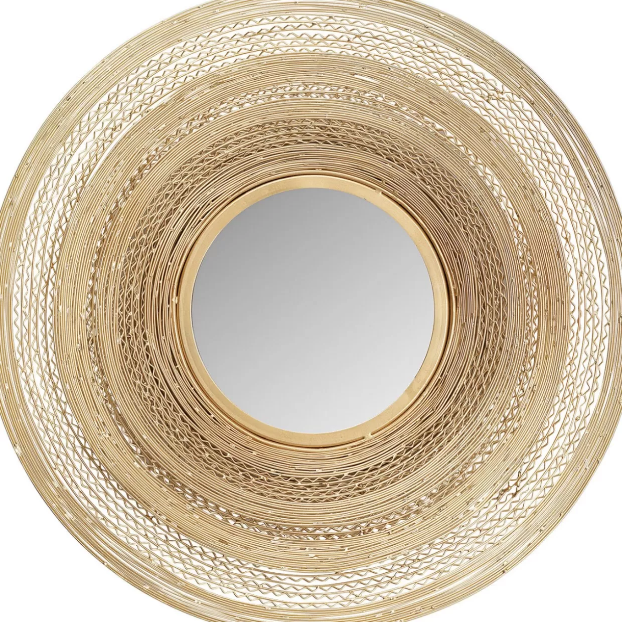 Specchio decorativo a parete con intreccio dorato - Design contemporaneo per interni, diametro 61 cm - Collezione KARE