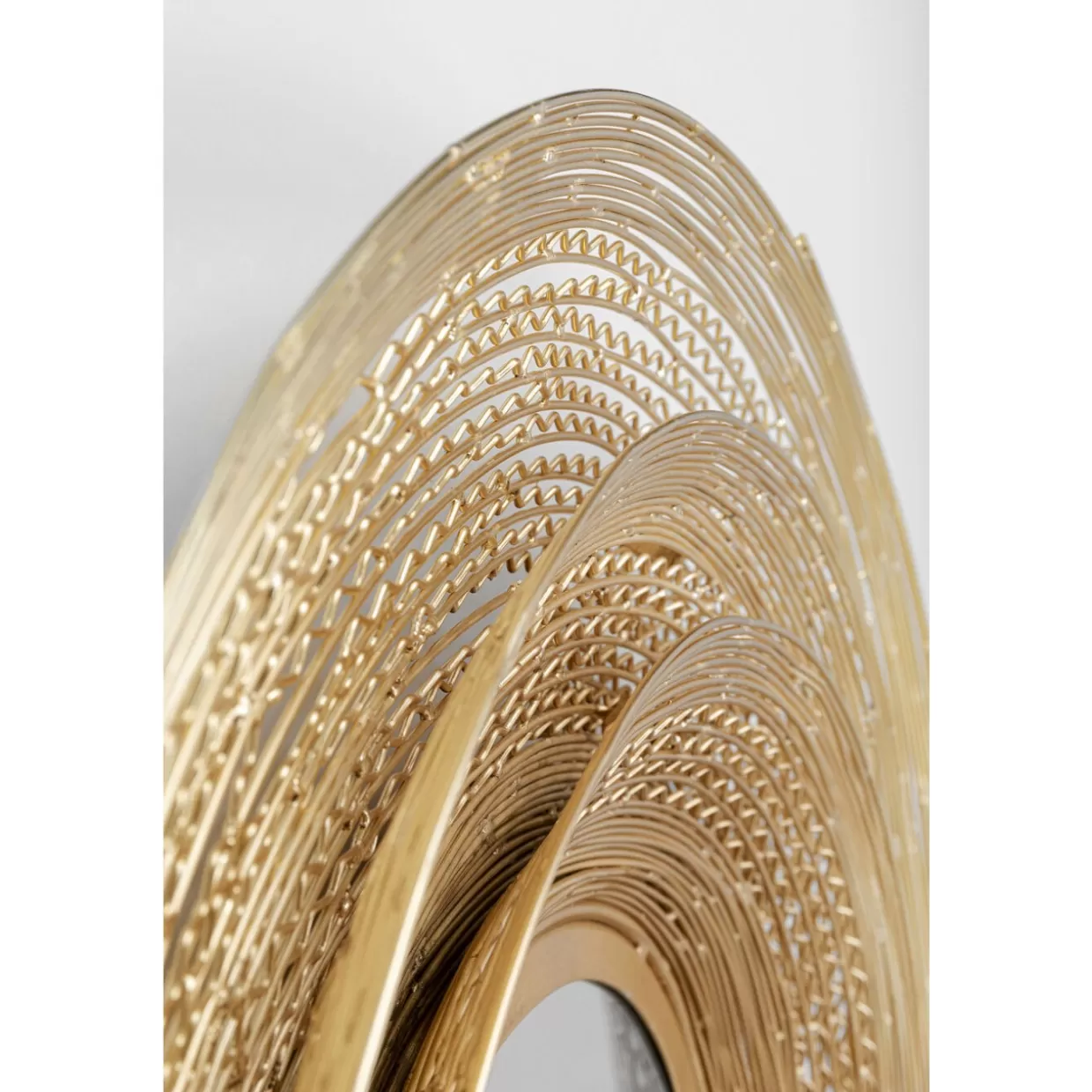 Specchio decorativo a parete con intreccio dorato - Design contemporaneo per interni, diametro 61 cm - Collezione KARE
