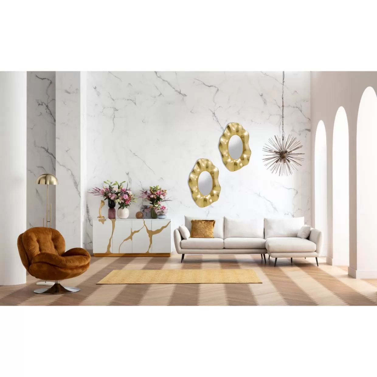 KARE Design - Specchio Elegante Riley Gold con Cornice Dorata, 150x98 cm - Decorazione Moderna per Parete