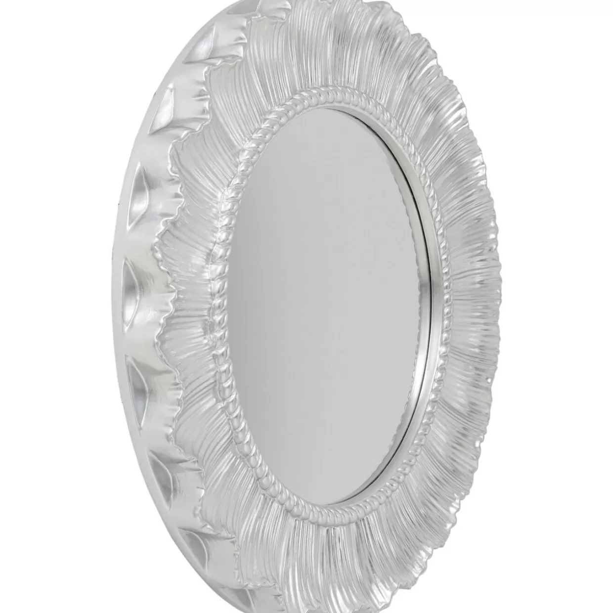 Specchio Moderno KARE a Raggi Solari - Cornice Argentata Diametro 84cm per Arredamento Elegante
