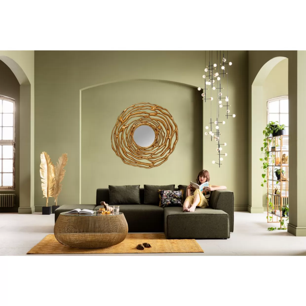 Specchio Elegante Twiggy Design in Finitura Dorata, 121 cm - Specchio da Parete Moderno KARE Collection