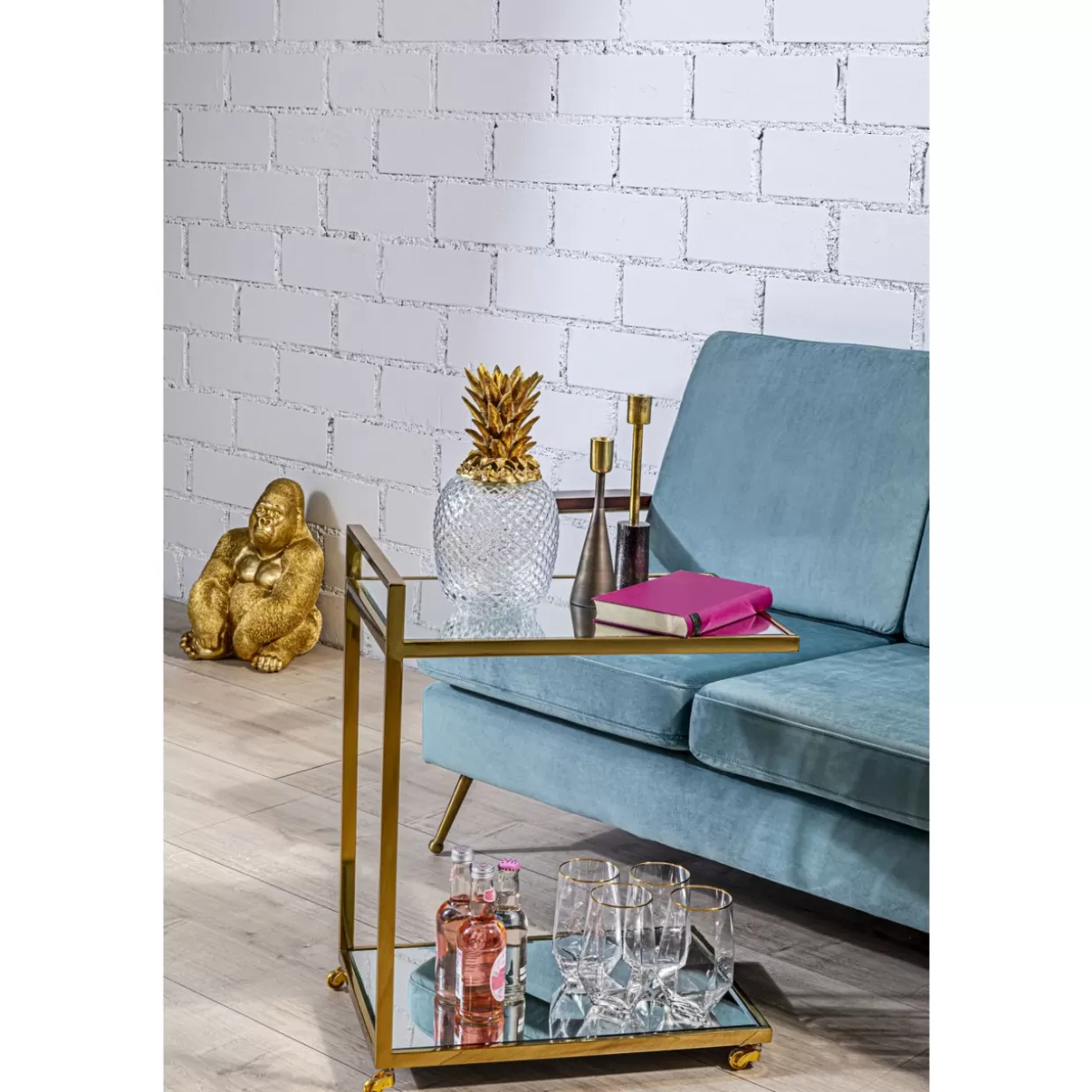 KARE Design Stoviglie & Accessori da Tavola - Bicchiere Elegante con Rifiniture Diamantate Dorate