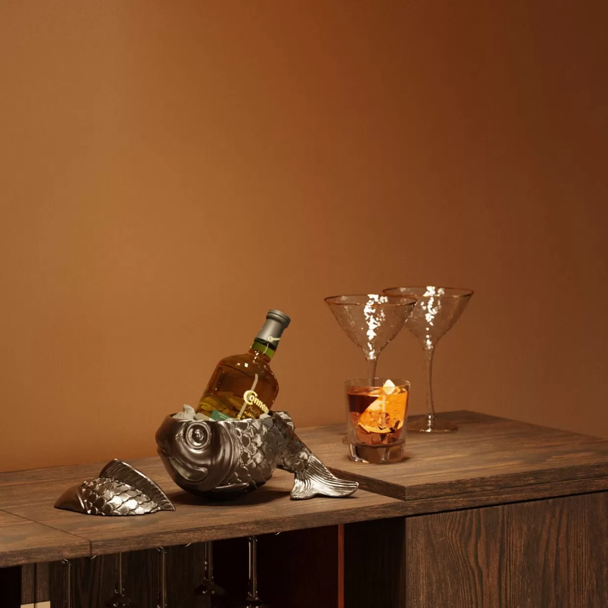 KARE Design Stoviglie Originali e Accessori da Tavola - Raffreddatore Vino Blowfish con Design Innovativo