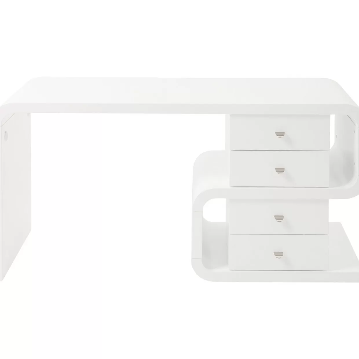 Scrivania Moderna Snake Design Esclusivo KARE - Piano Lavoro 150x70 cm in Bianco Effetto Lucido, Linee Eleganti per Ufficio Stile Club Contemporaneo