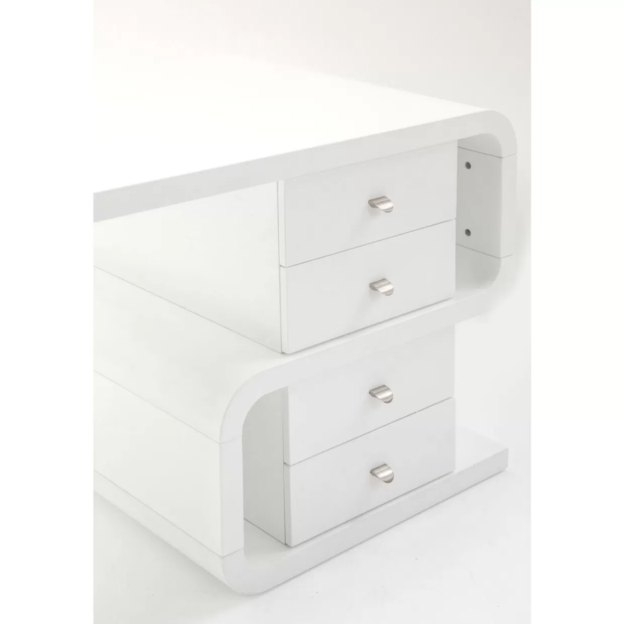Scrivania Moderna Snake Design Esclusivo KARE - Piano Lavoro 150x70 cm in Bianco Effetto Lucido, Linee Eleganti per Ufficio Stile Club Contemporaneo
