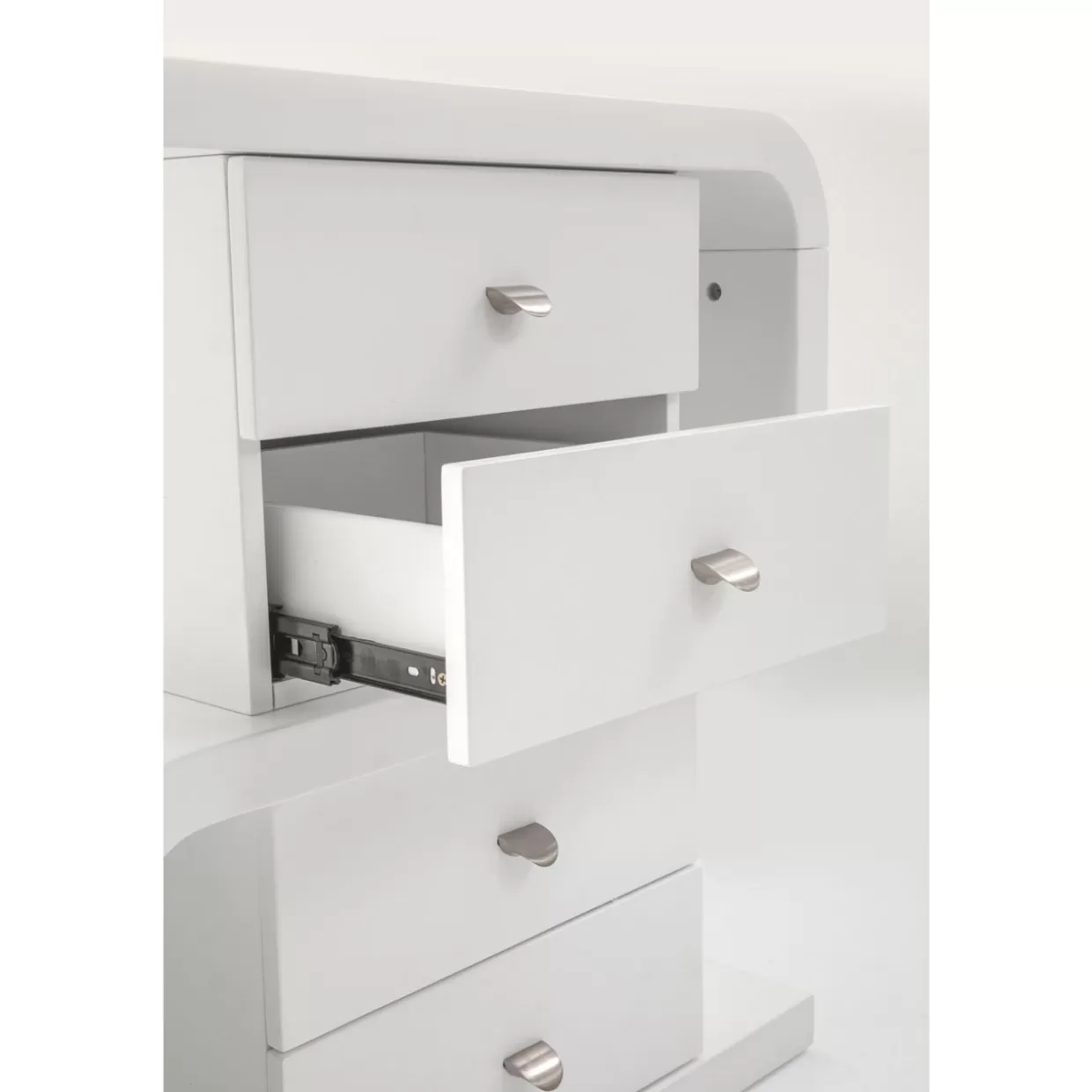 Scrivania Moderna Snake Design Esclusivo KARE - Piano Lavoro 150x70 cm in Bianco Effetto Lucido, Linee Eleganti per Ufficio Stile Club Contemporaneo