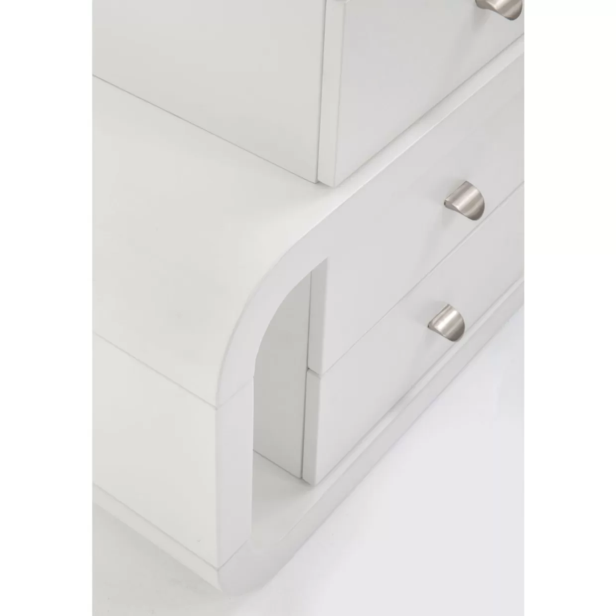 Scrivania Moderna Snake Design Esclusivo KARE - Piano Lavoro 150x70 cm in Bianco Effetto Lucido, Linee Eleganti per Ufficio Stile Club Contemporaneo