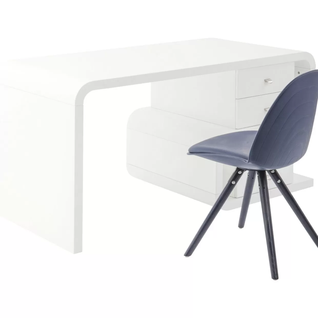 Scrivania Moderna Snake Design Esclusivo KARE - Piano Lavoro 150x70 cm in Bianco Effetto Lucido, Linee Eleganti per Ufficio Stile Club Contemporaneo