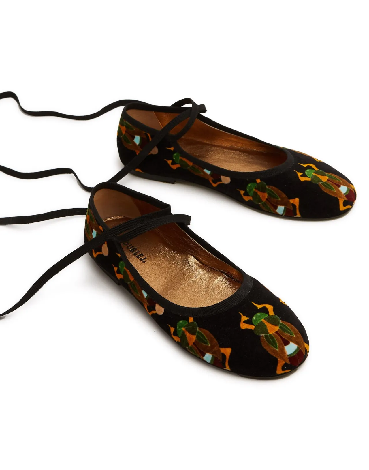LA DOUBLEJ Ballerine Invernali Eleganti - Nero Scarabeo in Velluto con Dettagli Premium, Scarpe Comode Edizione Limitata Inverno 2024