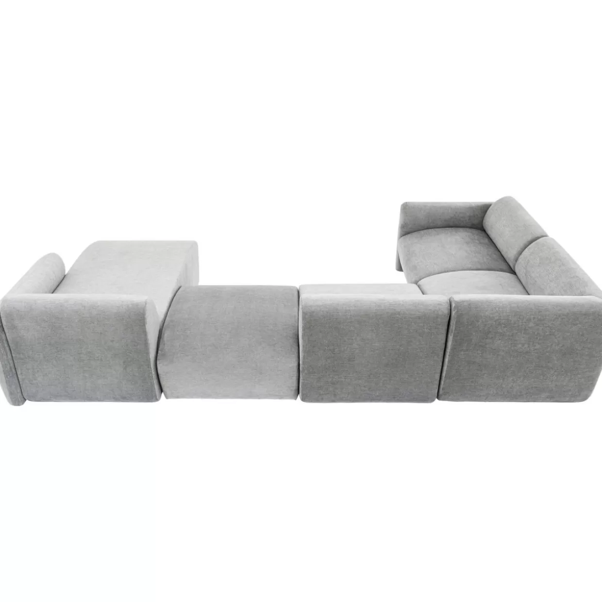 Divano modulare KARE-Design Wohnlandschaft 2 in tessuto grigio cenere, configurazione destra - 328 cm di comfort moderno